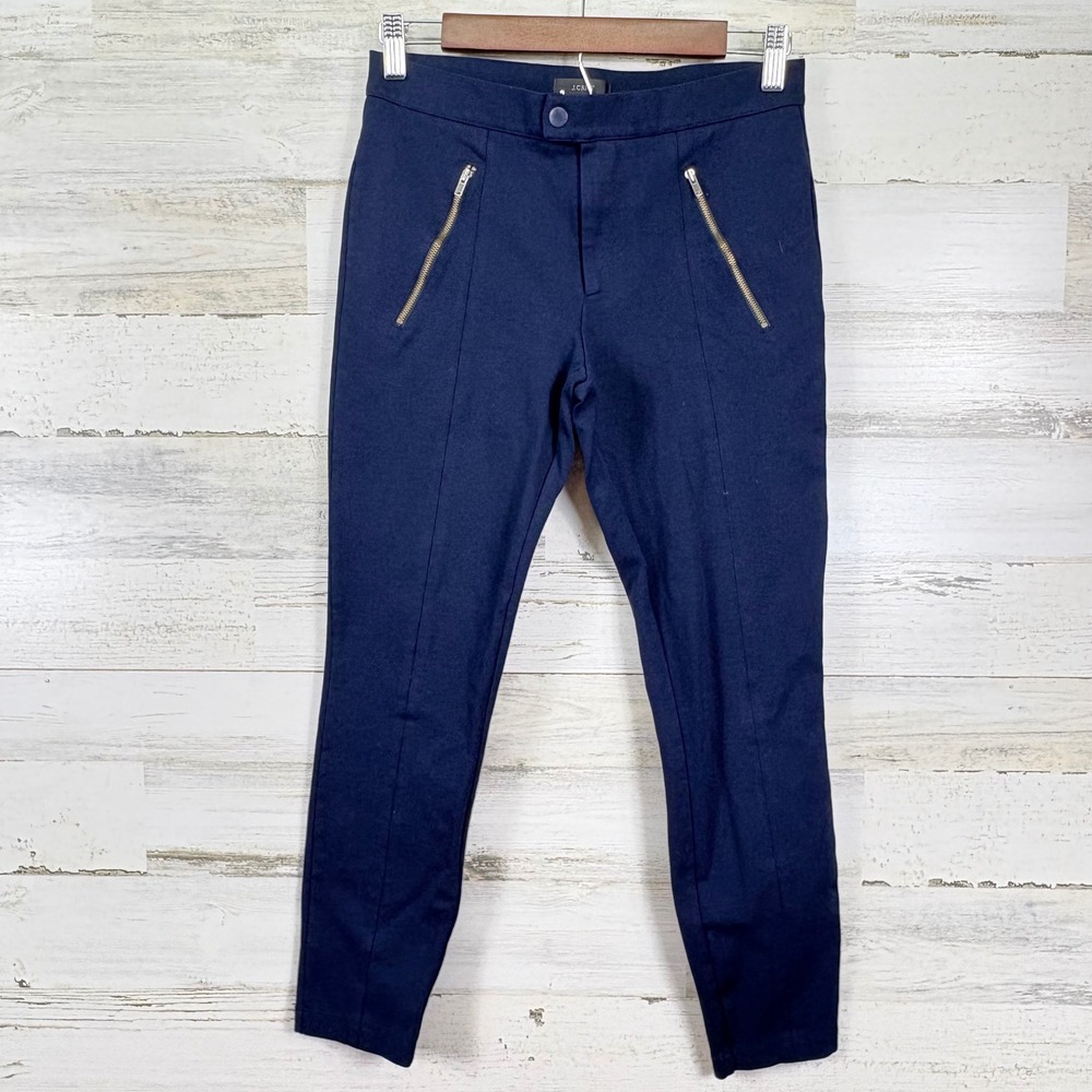 J.Crew Womens Ankle Pants Navy Blue Zipper‎ Pockets Stretch Casual Size 4S